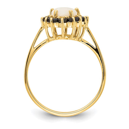 14K Gelbgold Ring mit Opal und Saphir