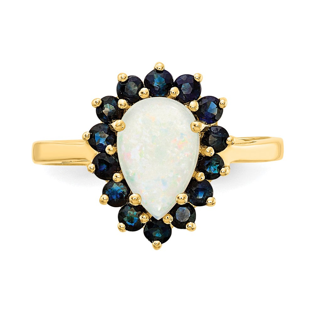 14K Gelbgold Ring mit Opal und Saphir