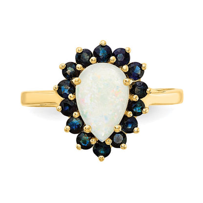 14K Gelbgold Ring mit Opal und Saphir