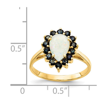 14K Gelbgold Ring mit Opal und Saphir