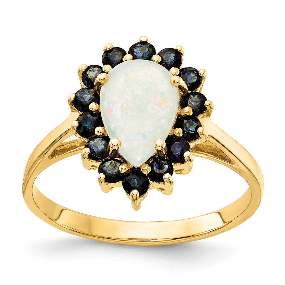 14K Gelbgold Ring mit Opal und Saphir