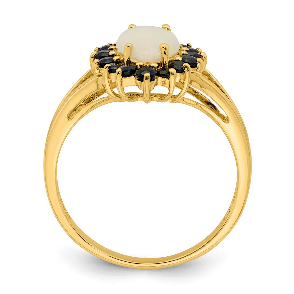 14K Gelbgold Ring mit Opal und Saphir