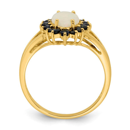 14K Gelbgold Ring mit Opal und Saphir