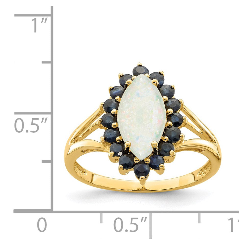 14K Gelbgold Ring mit Opal und Saphir