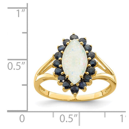 14K Gelbgold Ring mit Opal und Saphir