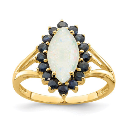 14K Gelbgold Ring mit Opal und Saphir