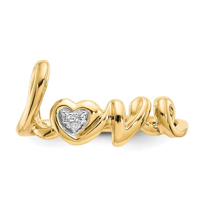 14K Gelbgold Ring mit echten Diamanten "Love"