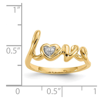 14K Gelbgold Ring mit echten Diamanten "Love"