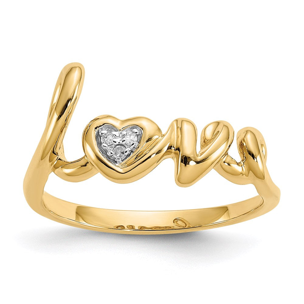 14K Gelbgold Ring mit echten Diamanten "Love"