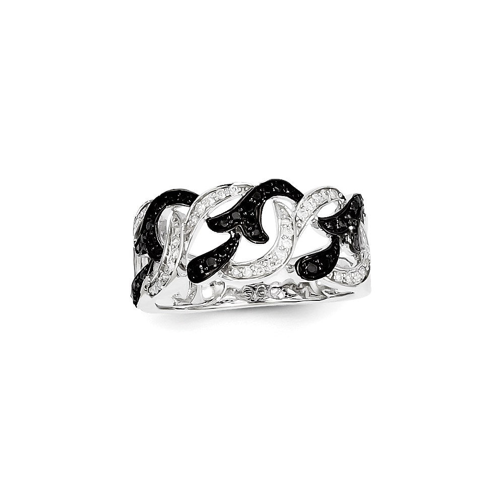 14K Weißgold Ring mit schwarzen und weißen echten Diamanten