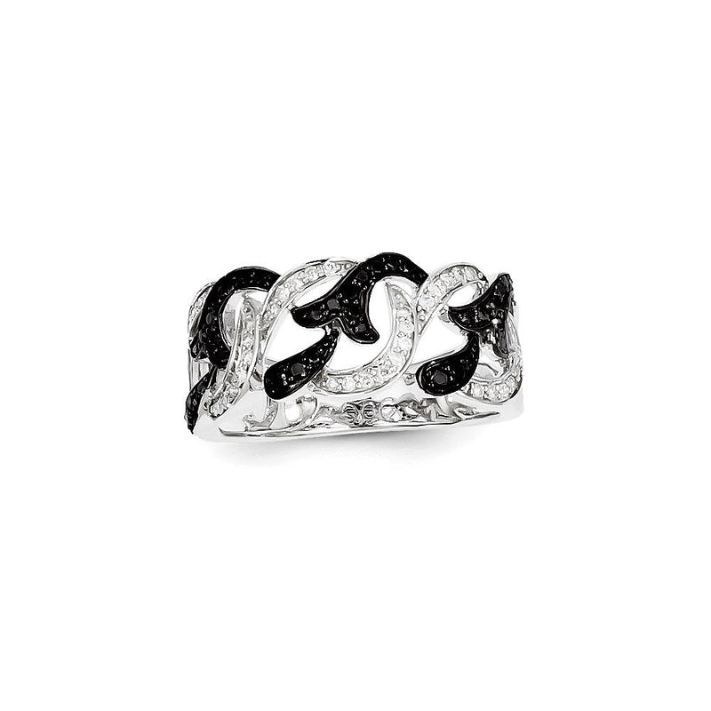 14K Weißgold Ring mit schwarzen und weißen echten Diamanten