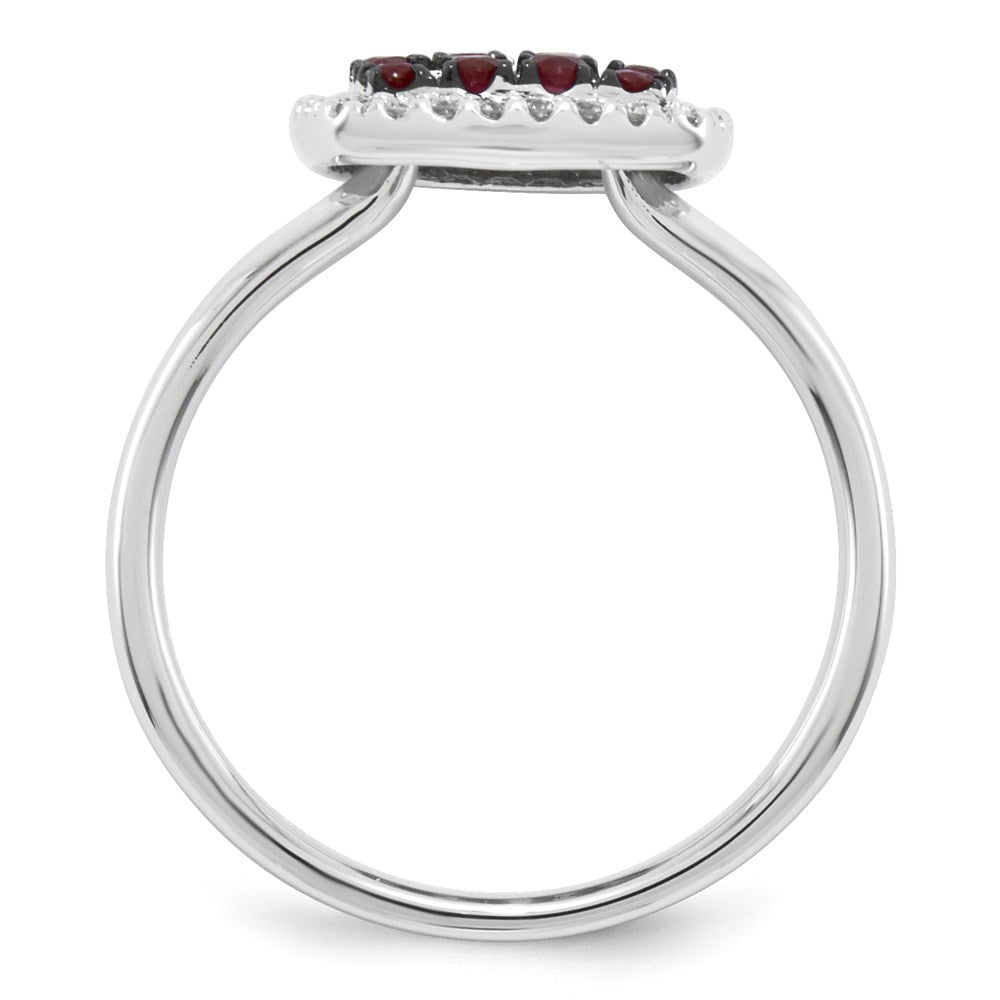 14K Weißgold Echt Diamant & Rubin Ring