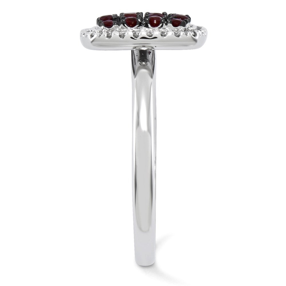 14K Weißgold Echt Diamant & Rubin Ring