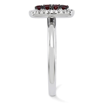 14K Weißgold Echt Diamant & Rubin Ring