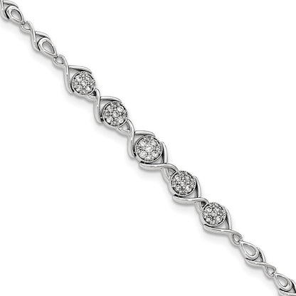 14K Weißgold Poliert Diamant Armband
