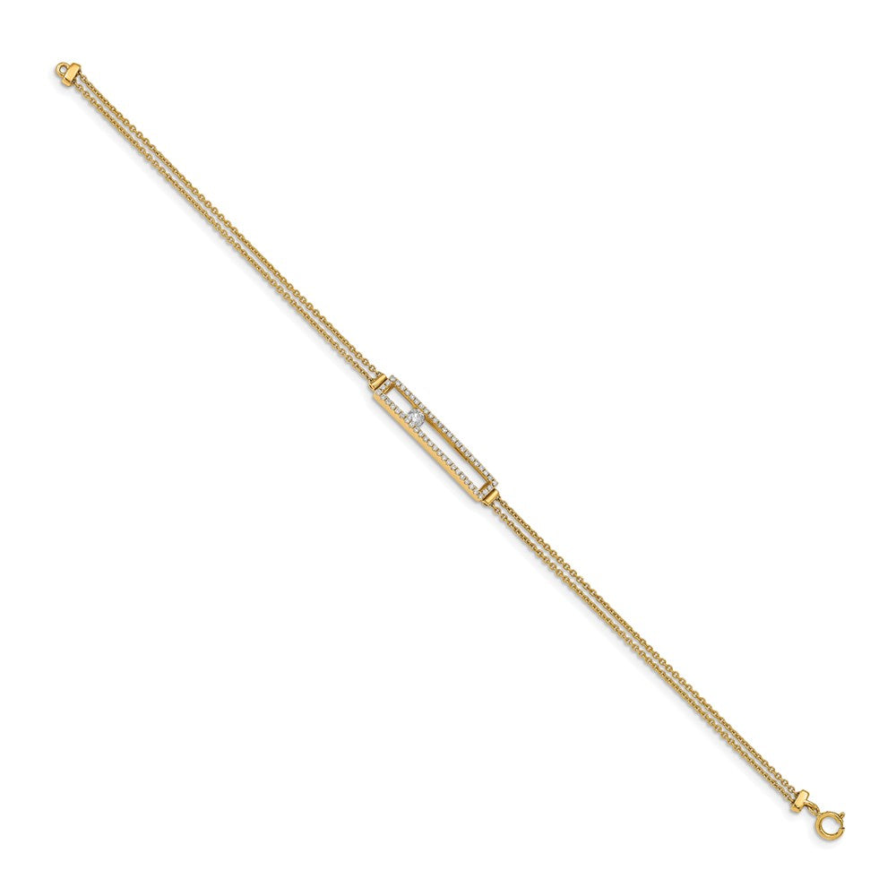 14K Gelbgold Poliert Diamant 2 Strang Armband