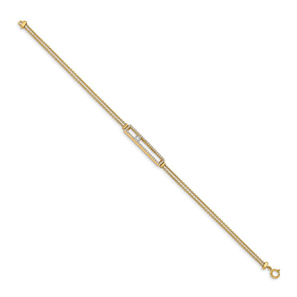 14K Gelbgold Poliert Diamant 2 Strang Armband