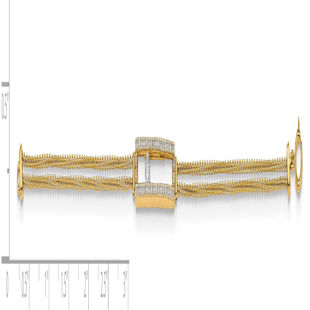14K Gelbgold Poliert Diamant 2 Strang Armband