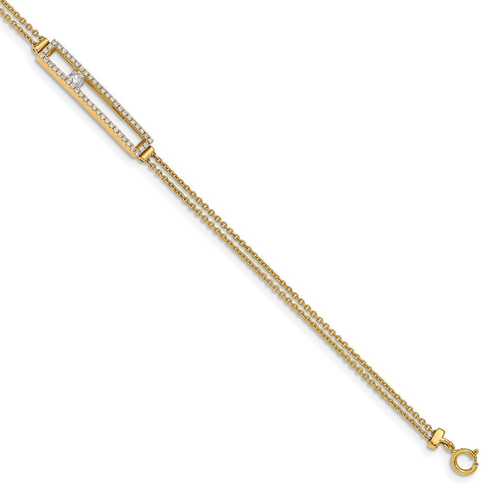 14K Gelbgold Poliert Diamant 2 Strang Armband