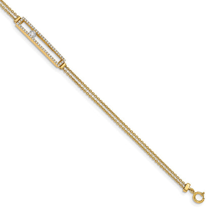 14K Gelbgold Poliert Diamant 2 Strang Armband