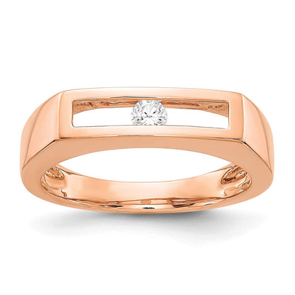 Damenring aus 14K Roségold, poliert, mit echten Diamanten