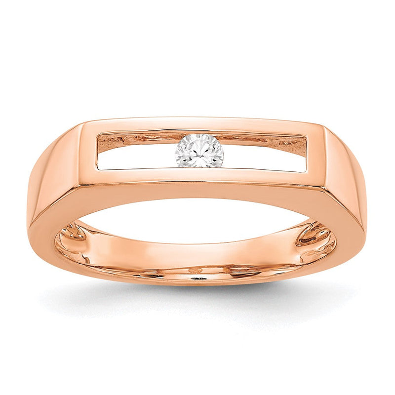 Damenring aus 14K Roségold, poliert, mit echten Diamanten