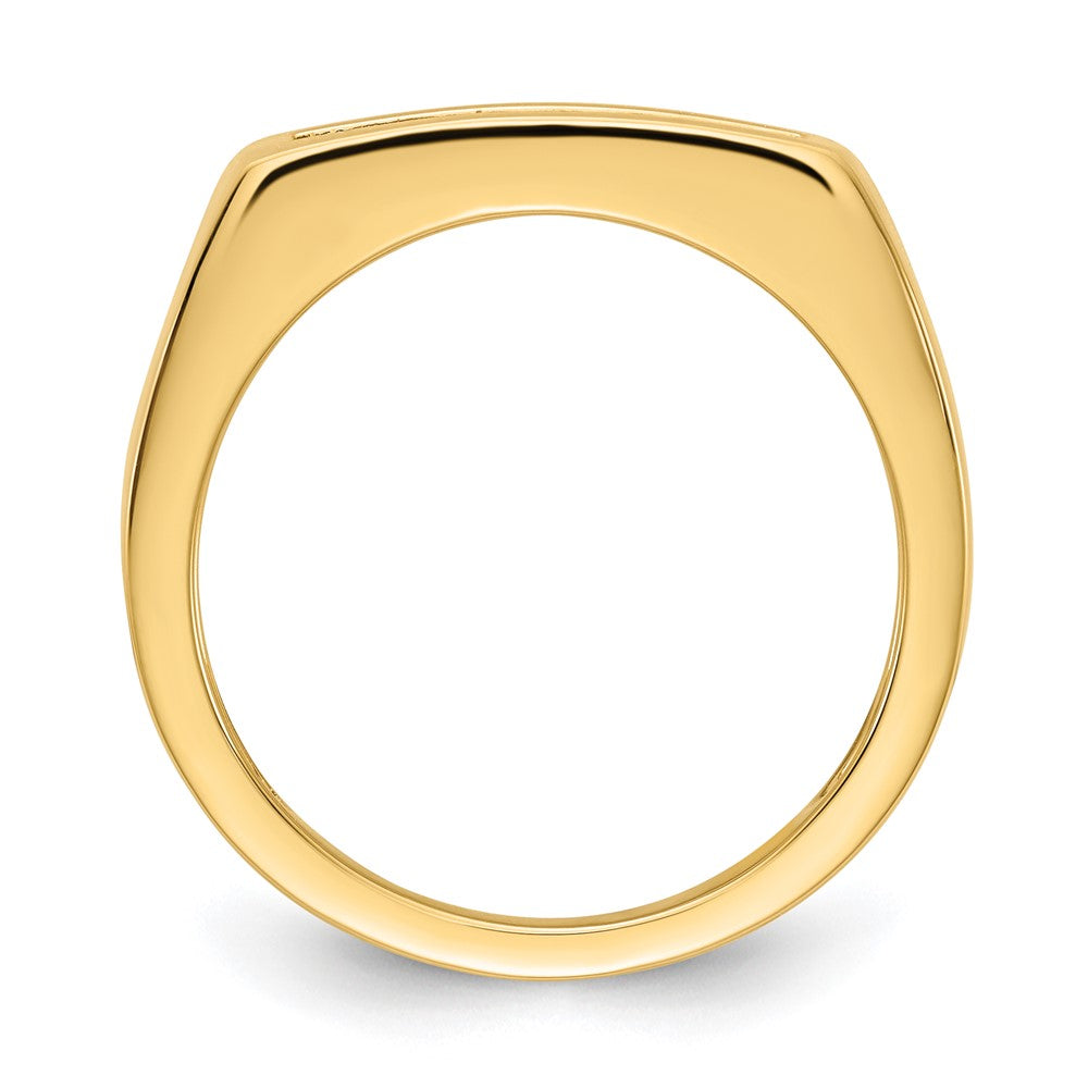 14K Gold Polierter Ring mit echten Diamanten