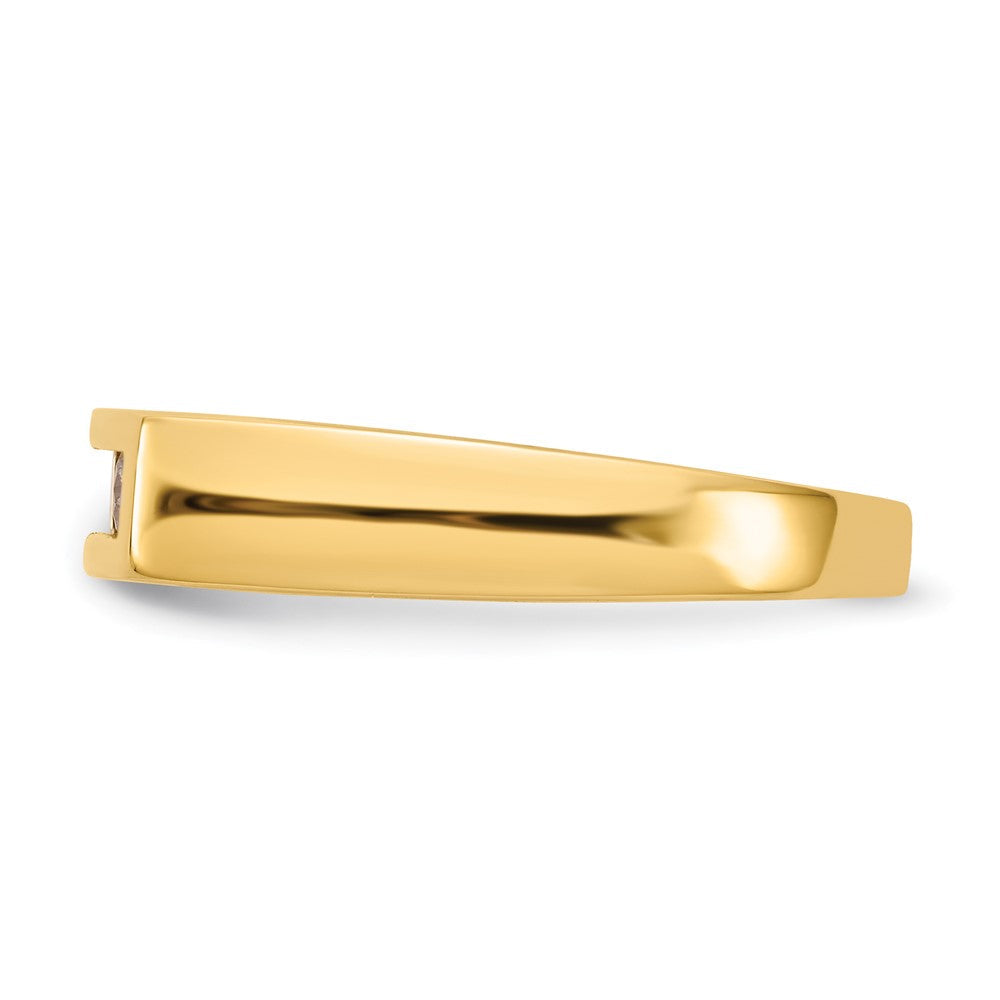 14K Gold Polierter Ring mit echten Diamanten