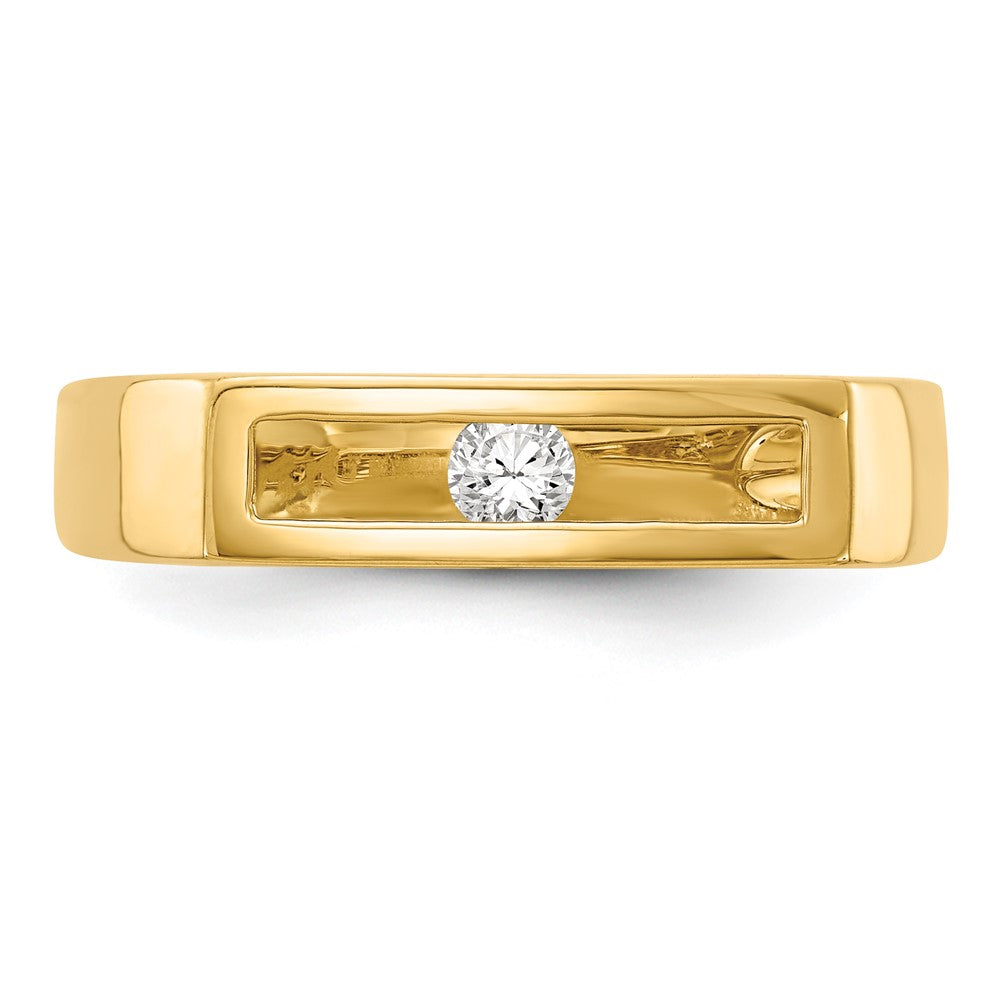 14K Gold Polierter Ring mit echten Diamanten