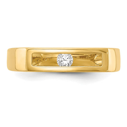 14K Gold Polierter Ring mit echten Diamanten