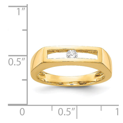 14K Gold Polierter Ring mit echten Diamanten