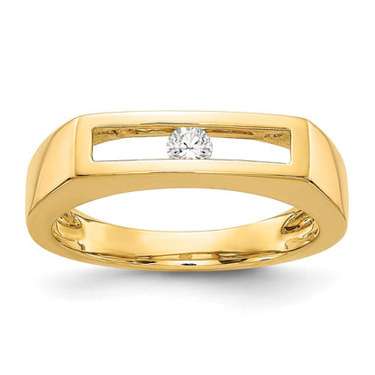 14K Gold Polierter Ring mit echten Diamanten
