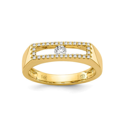 14K Gold Poliert Echtdiamant Ring