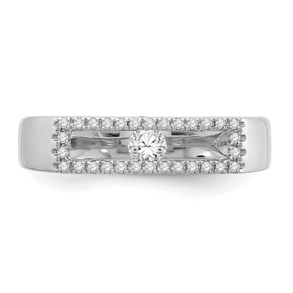 14K Weißgold Diamant-Ring, poliert