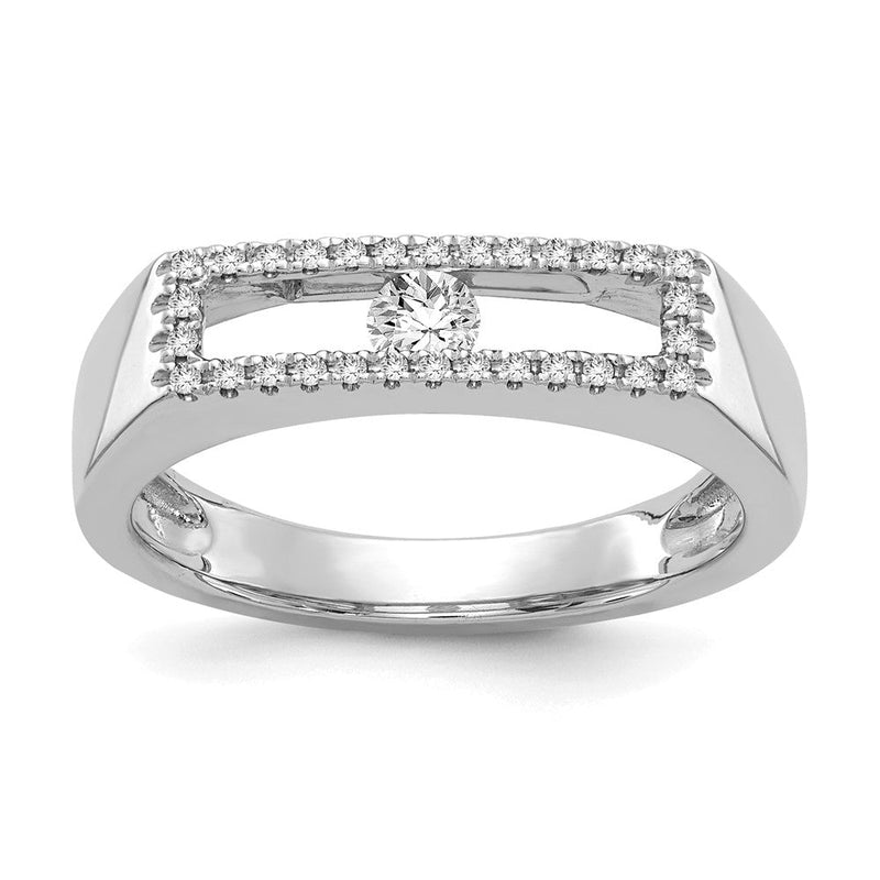 14K Weißgold Diamant-Ring, poliert