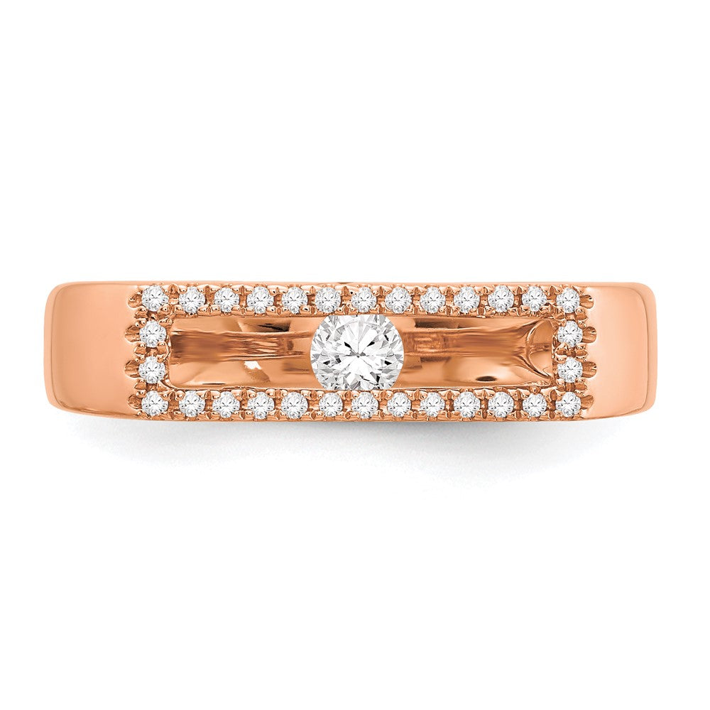 14K Roségold Polierter Ring mit echten Diamanten
