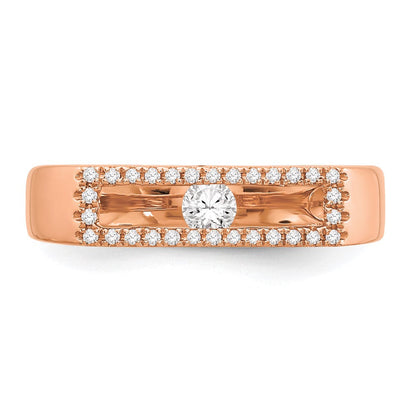 14K Roségold Polierter Ring mit echten Diamanten