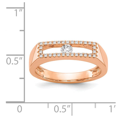 14K Roségold Polierter Ring mit echten Diamanten