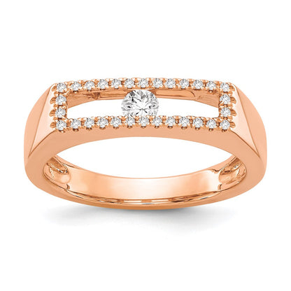 14K Roségold Polierter Ring mit echten Diamanten