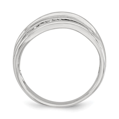14K Weißgold Ring mit echten Diamanten, poliert