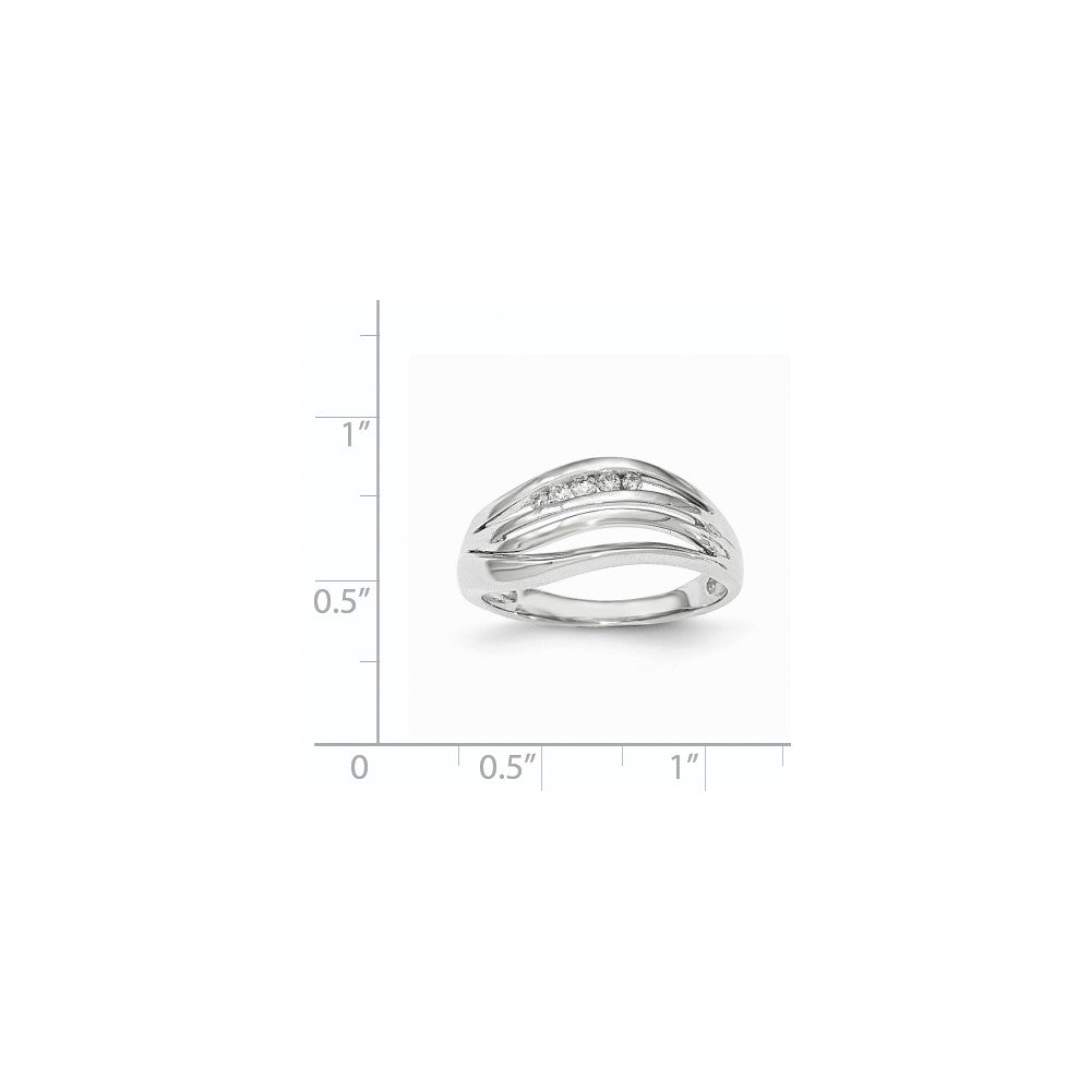 14K Weißgold Ring mit echten Diamanten, poliert
