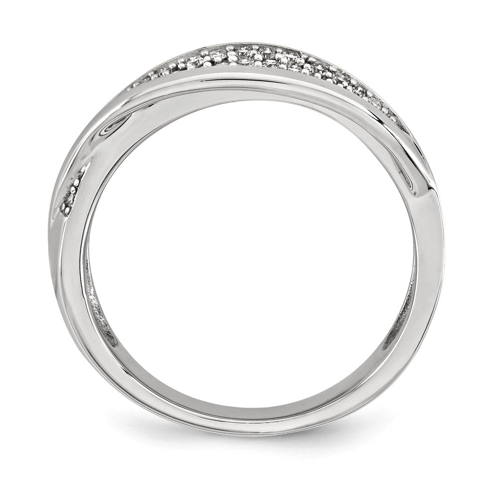 14K Weißgold Ring mit echten Diamanten, poliert