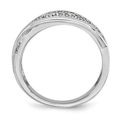 14K Weißgold Ring mit echten Diamanten, poliert
