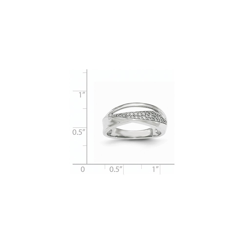 14K Weißgold Ring mit echten Diamanten, poliert