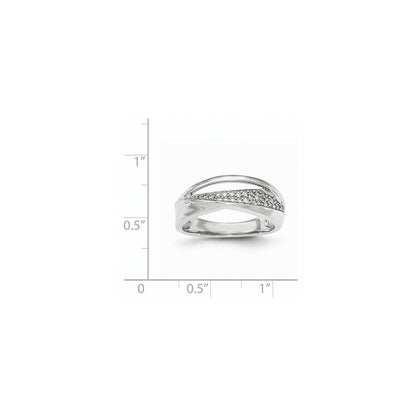 14K Weißgold Ring mit echten Diamanten, poliert