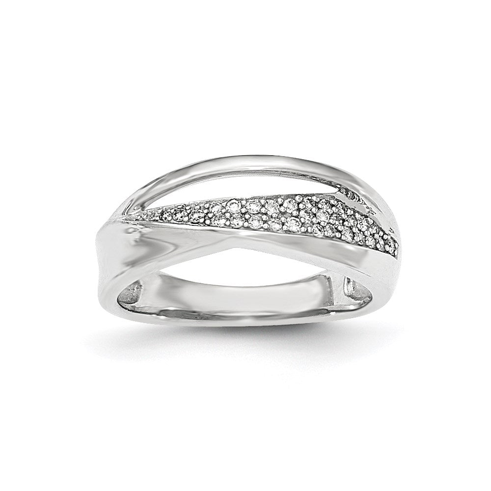 14K Weißgold Ring mit echten Diamanten, poliert