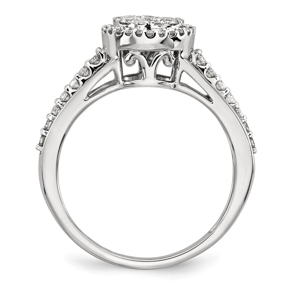 14K Weißgold Ring mit echtem Diamant, oval, poliert