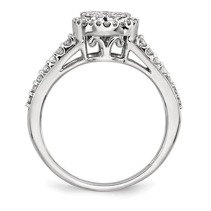 14K Weißgold Ring mit echtem Diamant, oval, poliert