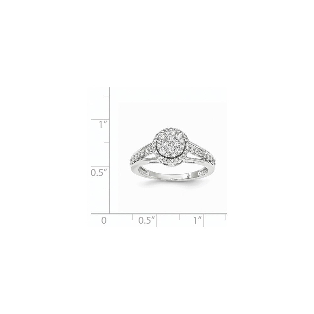 14K Weißgold Ring mit echtem Diamant, oval, poliert