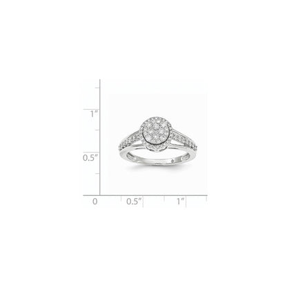 14K Weißgold Ring mit echtem Diamant, oval, poliert